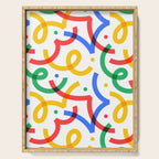 Colorful fun line doodle art pattern Serving Tray Gallery Image 1