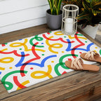 Colorful fun line doodle art pattern Outdoor Rug Gallery Image 2