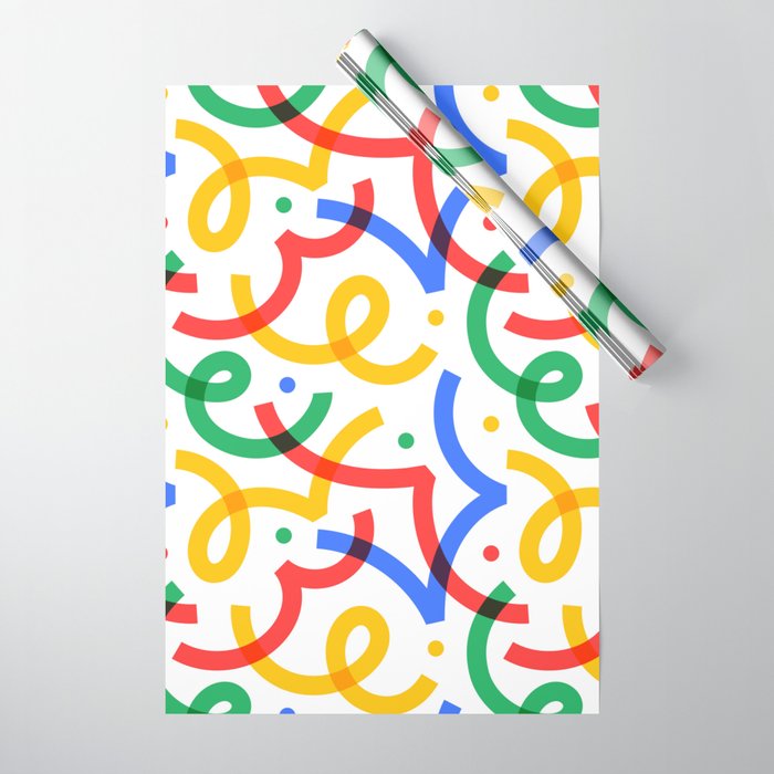 Colorful fun line doodle art pattern Wrapping Paper Gallery Image 1