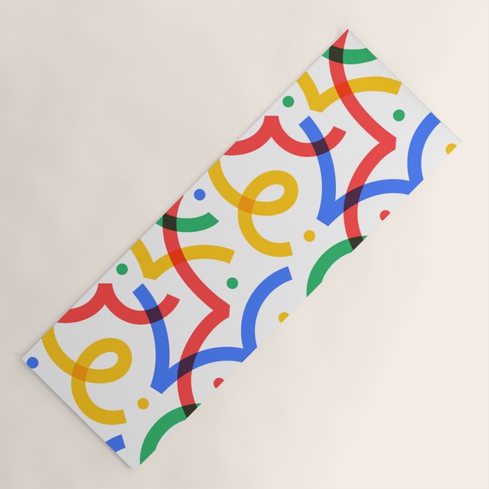 Colorful fun line doodle art pattern Yoga Mat Gallery Image 1