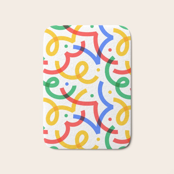 Colorful fun line doodle art pattern Bath Mat Gallery Image 1