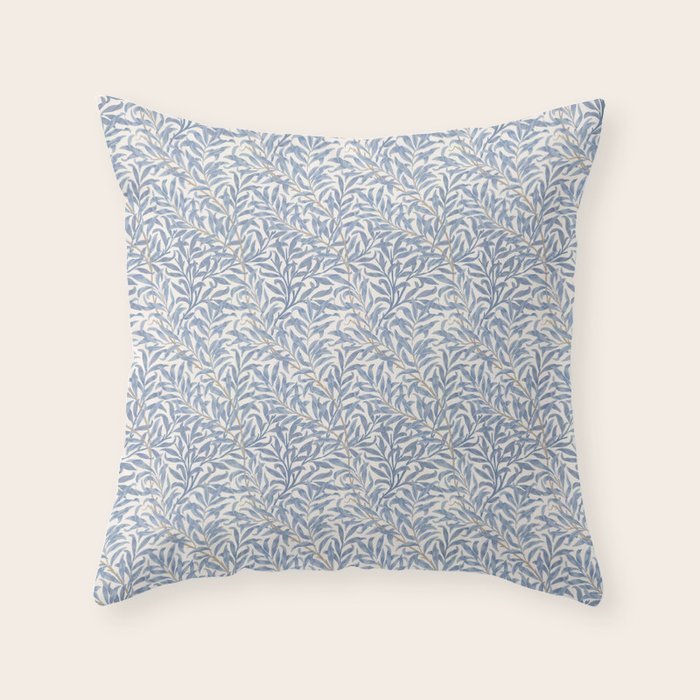 William Morris Willow Bough Blue Delft Porcelain Throw Pillow Gallery Image 1
