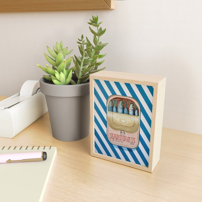 Sardines in blue stripes Mini Art Print Gallery Image 2