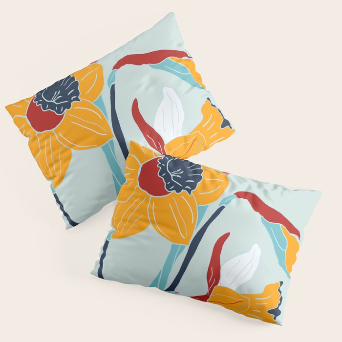 Mid Century spring floral Pillow Sham Gallery Image 1