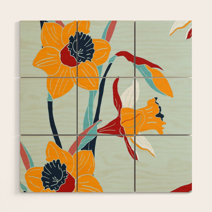 Mid Century spring floral Wood Wall Art Gallery Image 1
