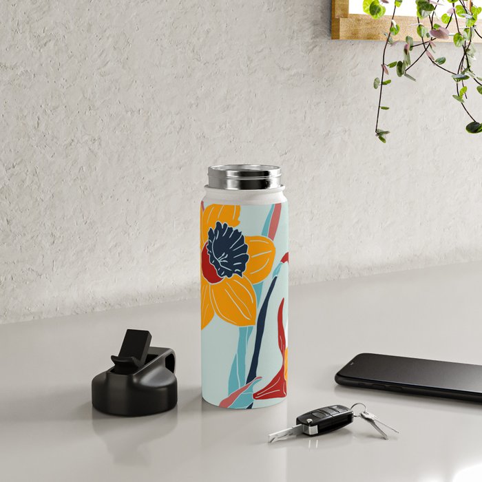 Mid Century spring floral Water Bottle Gallery Image 4