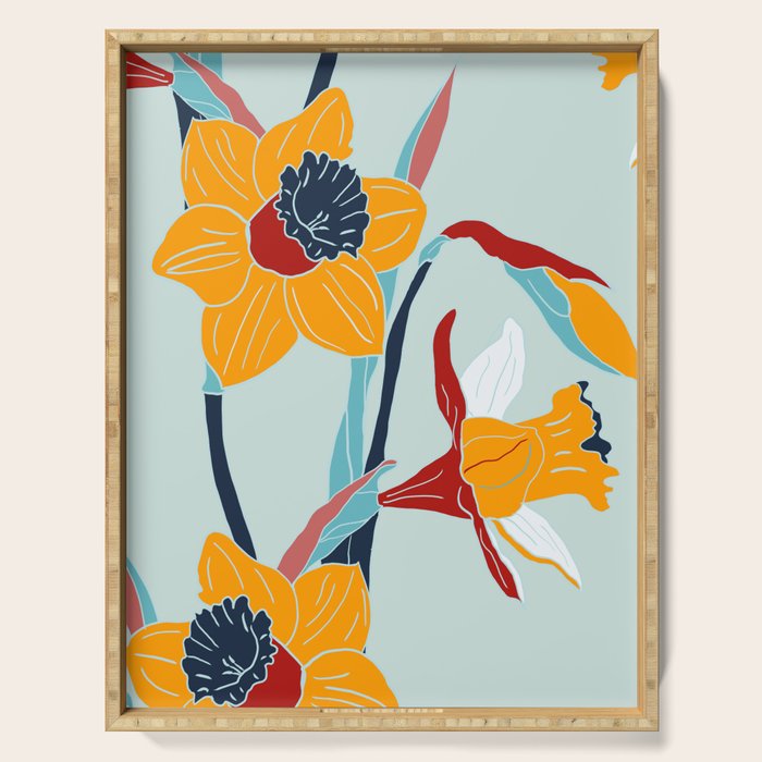 Mid Century spring floral Serving Tray Gallery Image 1