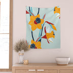 Mid Century spring floral Wall Tapestry Gallery Image 2