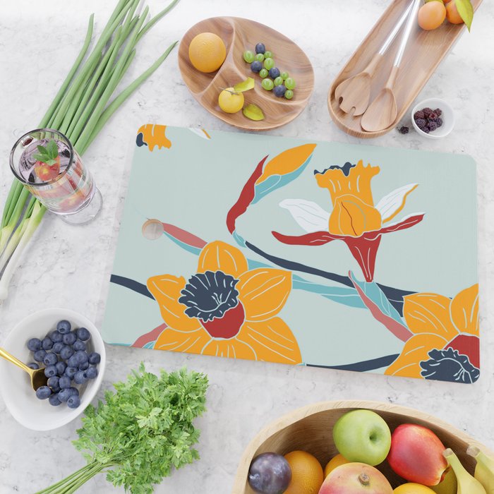 Mid Century spring floral Cutting Board Gallery Image 2