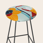Mid Century spring floral Stool Gallery Image 2