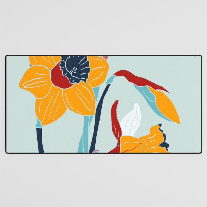 Mid Century spring floral Desk Mat Gallery Image 3