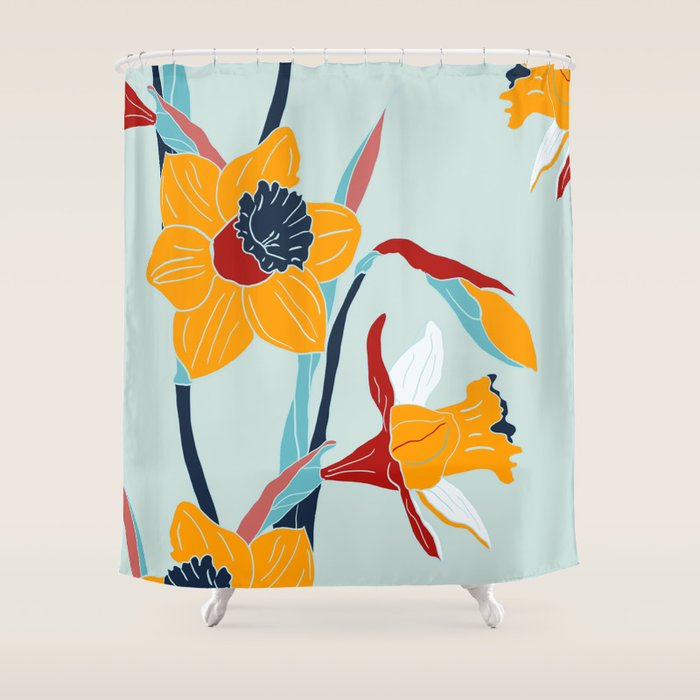 Mid Century spring floral Shower Curtain Gallery Image 1