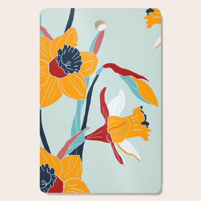 Mid Century spring floral Cutting Board Gallery Image 1