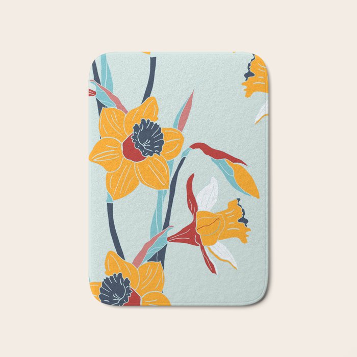 Mid Century spring floral Bath Mat Gallery Image 1