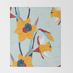 Mid Century spring floral Throw Blanket Gallery Image 2