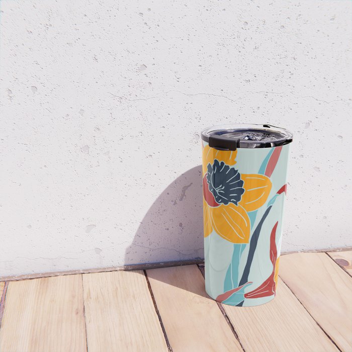 Mid Century spring floral Travel Mug Gallery Image 4
