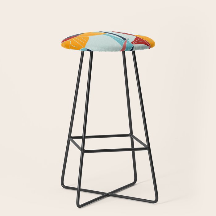 Mid Century spring floral Stool Gallery Image 1
