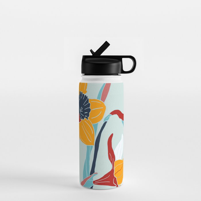 Mid Century spring floral Water Bottle Gallery Image 1