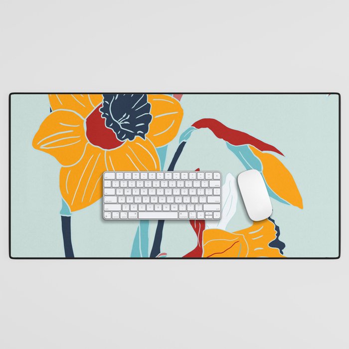 Mid Century spring floral Desk Mat Gallery Image 1