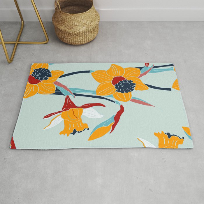 Mid Century spring floral Rug Gallery Image 1