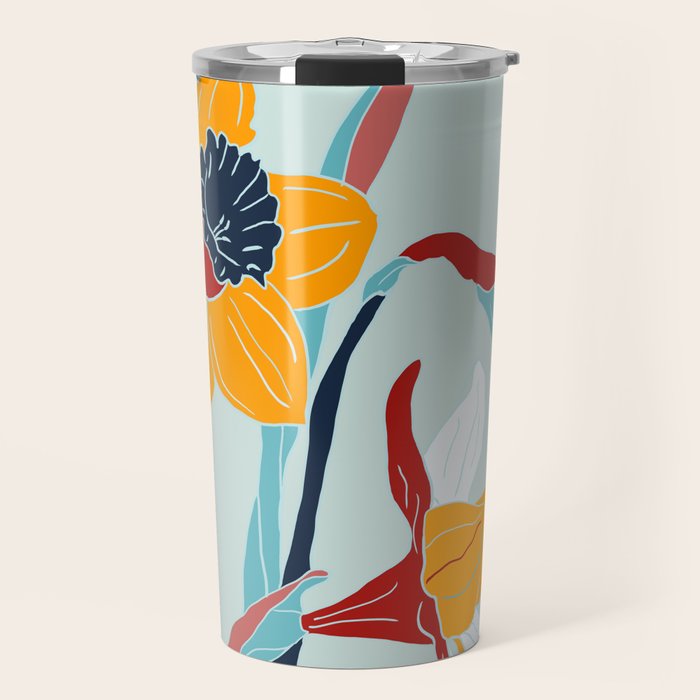 Mid Century spring floral Travel Mug Gallery Image 1