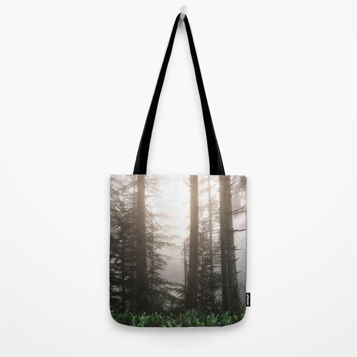 Pacific Northwest Forest Fog Adventures Tote Bag Gallery Image 2