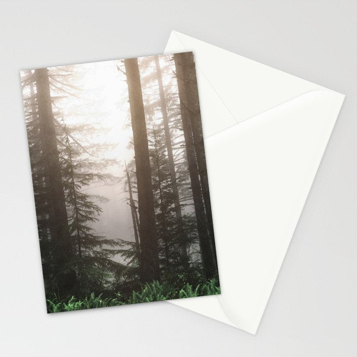 Pacific Northwest Forest Fog Adventures Stationery Card Gallery Image 2