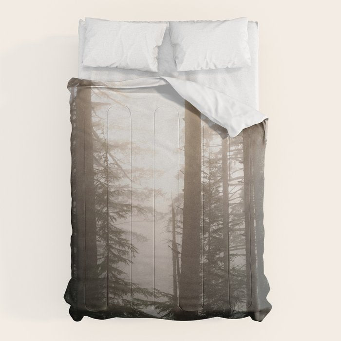 Pacific Northwest Forest Fog Adventures Comforter Gallery Image 1