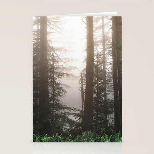 Pacific Northwest Forest Fog Adventures Stationery Card Gallery Image 2