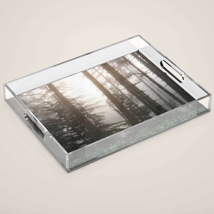 Pacific Northwest Forest Fog Adventures Acrylic Tray Gallery Image 1