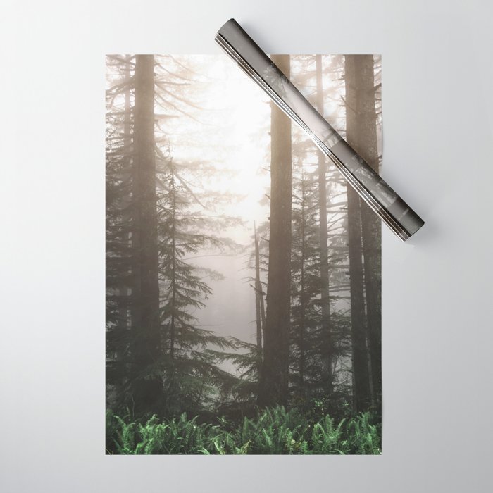 Pacific Northwest Forest Fog Adventures Wrapping Paper Gallery Image 1