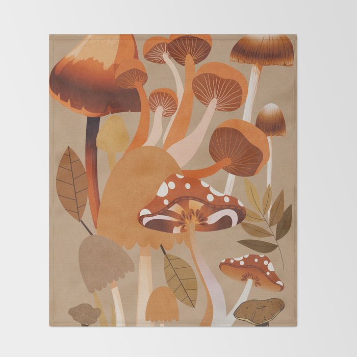 Mushrooms 2 Throw Blanket Gallery Image 2
