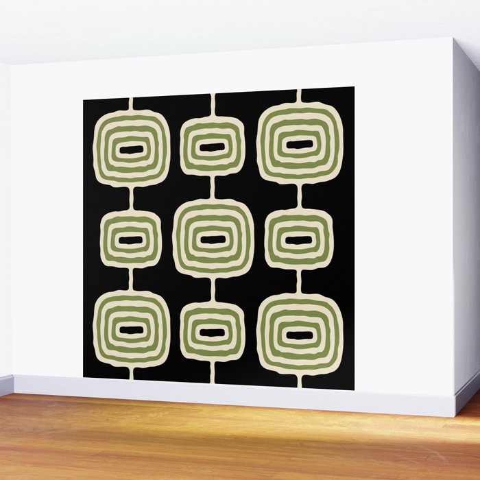 Mid Century Modern Decoration 236 Black Beige and Olive Green Wall Mural Gallery Image 2
