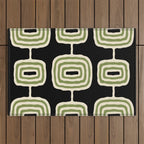 Mid Century Modern Decoration 236 Black Beige and Olive Green Outdoor Rug Gallery Image 1