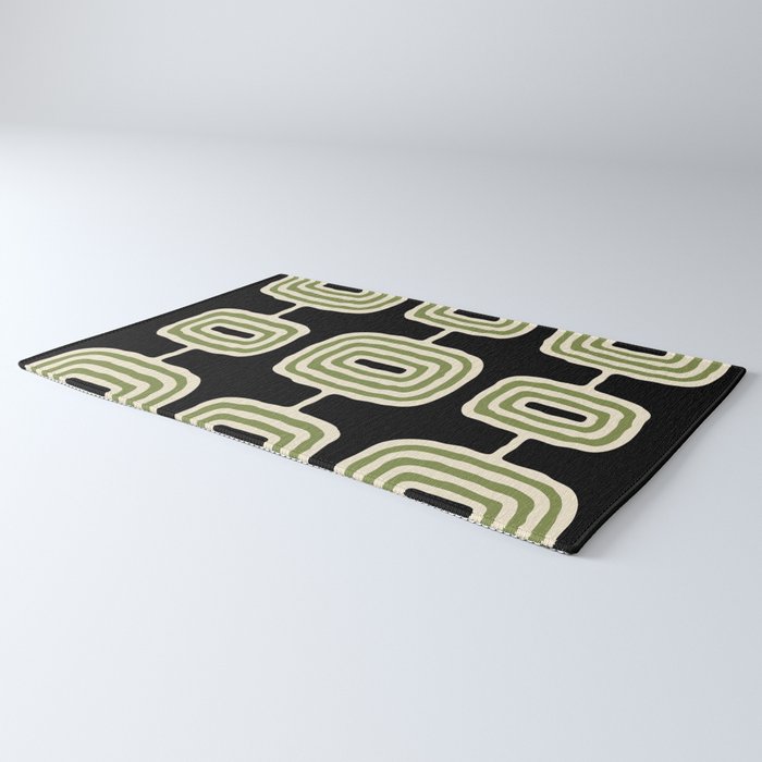 Mid Century Modern Decoration 236 Black Beige and Olive Green Rug Gallery Image 3