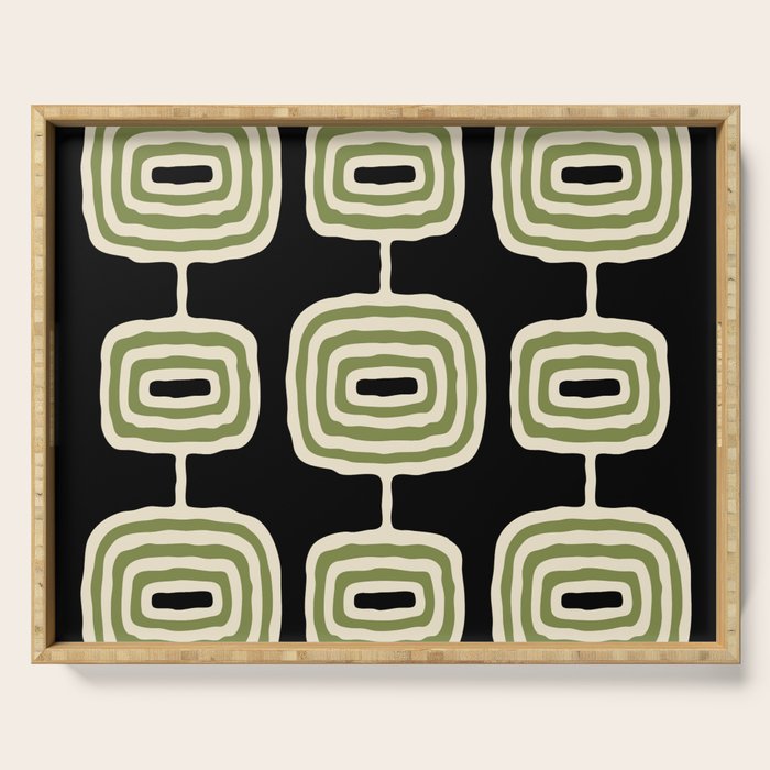 Mid Century Modern Decoration 236 Black Beige and Olive Green Serving Tray Gallery Image 1