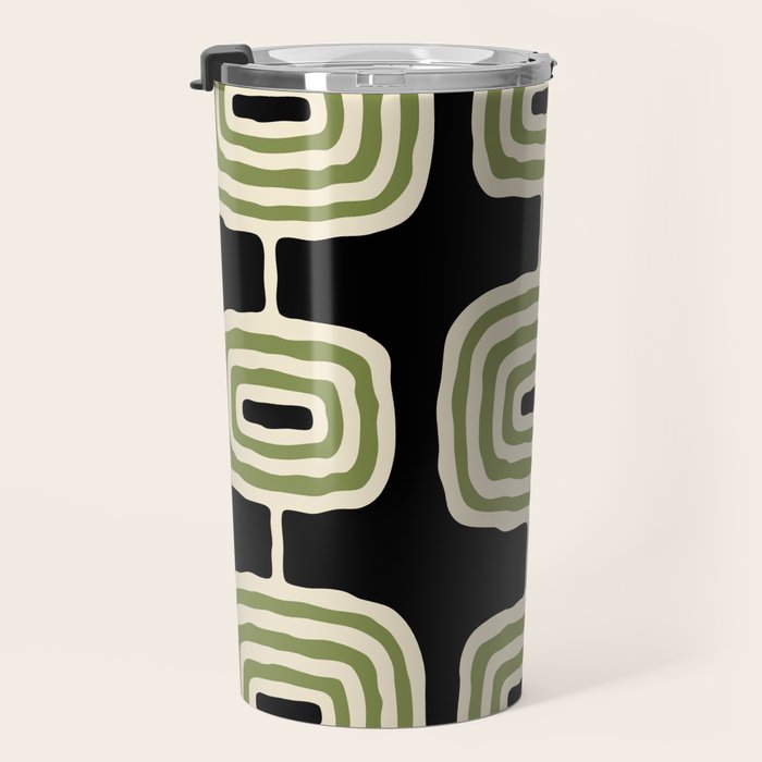 Mid Century Modern Decoration 236 Black Beige and Olive Green Travel Mug Gallery Image 3