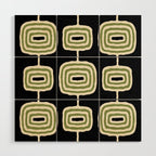 Mid Century Modern Decoration 236 Black Beige and Olive Green Wood Wall Art Gallery Image 1