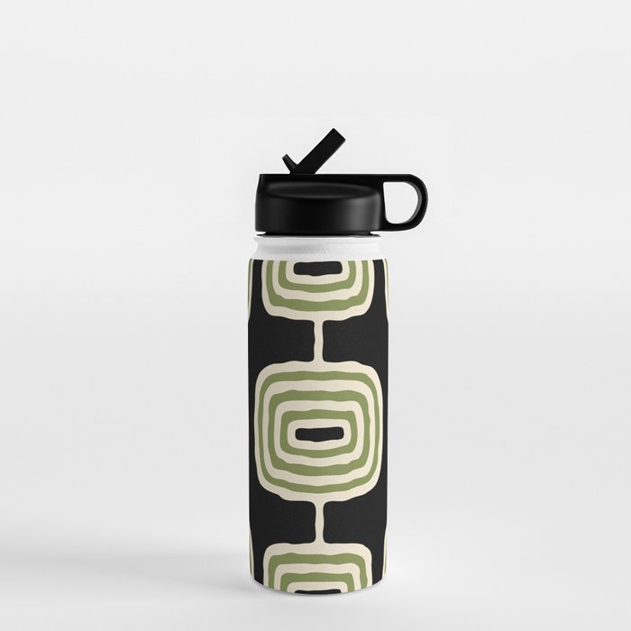 Mid Century Modern Decoration 236 Black Beige and Olive Green Water Bottle Gallery Image 1