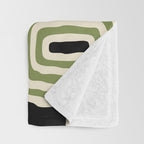 Mid Century Modern Decoration 236 Black Beige and Olive Green Throw Blanket Gallery Image 3