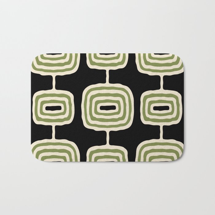 Mid Century Modern Decoration 236 Black Beige and Olive Green Bath Mat Gallery Image 1