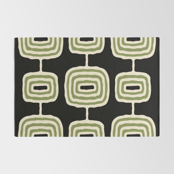 Mid Century Modern Decoration 236 Black Beige and Olive Green Rug Gallery Image 2
