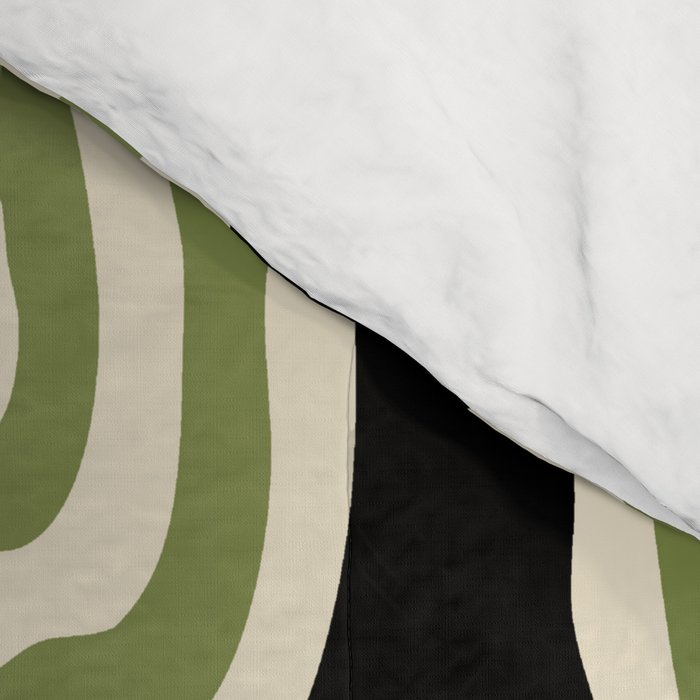 Mid Century Modern Decoration 236 Black Beige and Olive Green Comforter Gallery Image 4