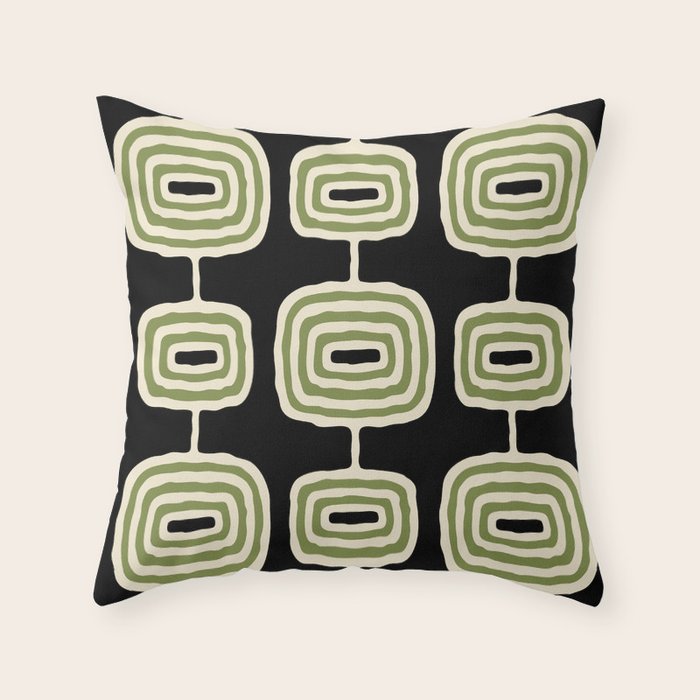 Mid Century Modern Decoration 236 Black Beige and Olive Green Throw Pillow Gallery Image 6