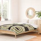 Mid Century Modern Decoration 236 Black Beige and Olive Green Duvet Cover Gallery Image 2