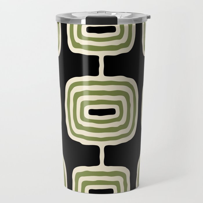 Mid Century Modern Decoration 236 Black Beige and Olive Green Travel Mug Gallery Image 1