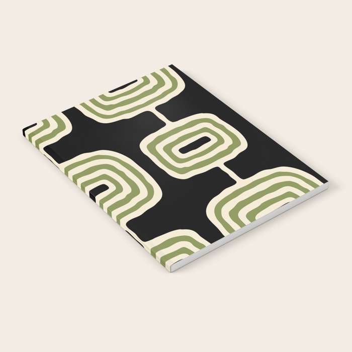 Mid Century Modern Decoration 236 Black Beige and Olive Green Notebook Gallery Image 2