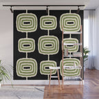 Mid Century Modern Decoration 236 Black Beige and Olive Green Wall Mural Gallery Image 1