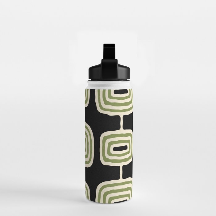 Mid Century Modern Decoration 236 Black Beige and Olive Green Water Bottle Gallery Image 2