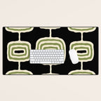 Mid Century Modern Decoration 236 Black Beige and Olive Green Desk Mat Gallery Image 1